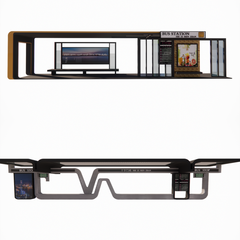 Bus Stop Collections -B10 Model 3D .c4d .max .obj .3ds .fbx .stl .blend 