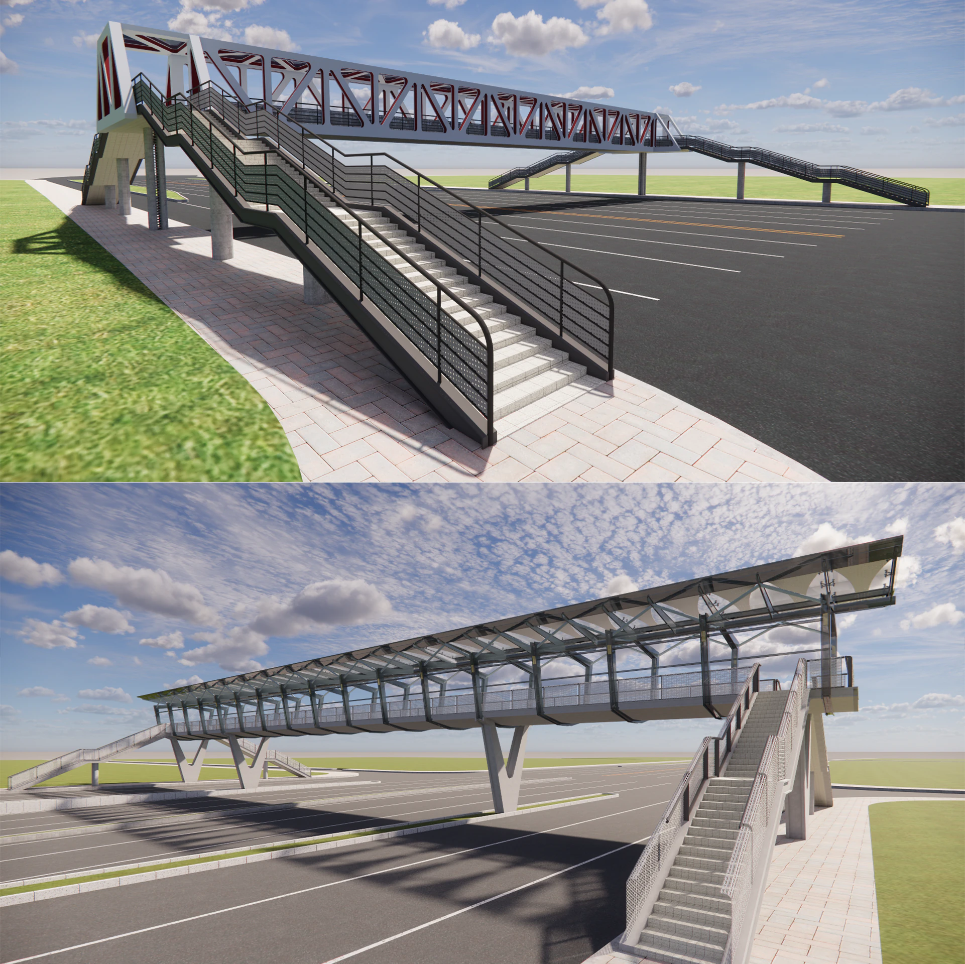 Pedestrian Bridge -A1 3D Model .c4d .max .obj .3ds .fbx .stl .blend 