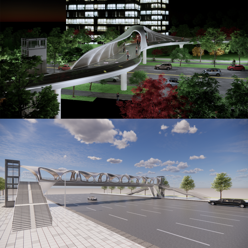 Pedestrian Bridge -A2 3D 모델 .c4d .max .obj .3ds .fbx .stl .blend 