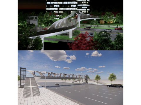 Пешеходный мост -А2 3D Модель