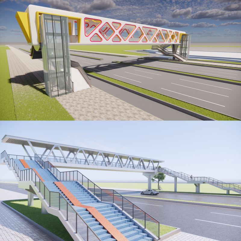 Pedestrian Bridge -A3 3D Modell .c4d .max .obj .3ds .fbx .stl .blend 