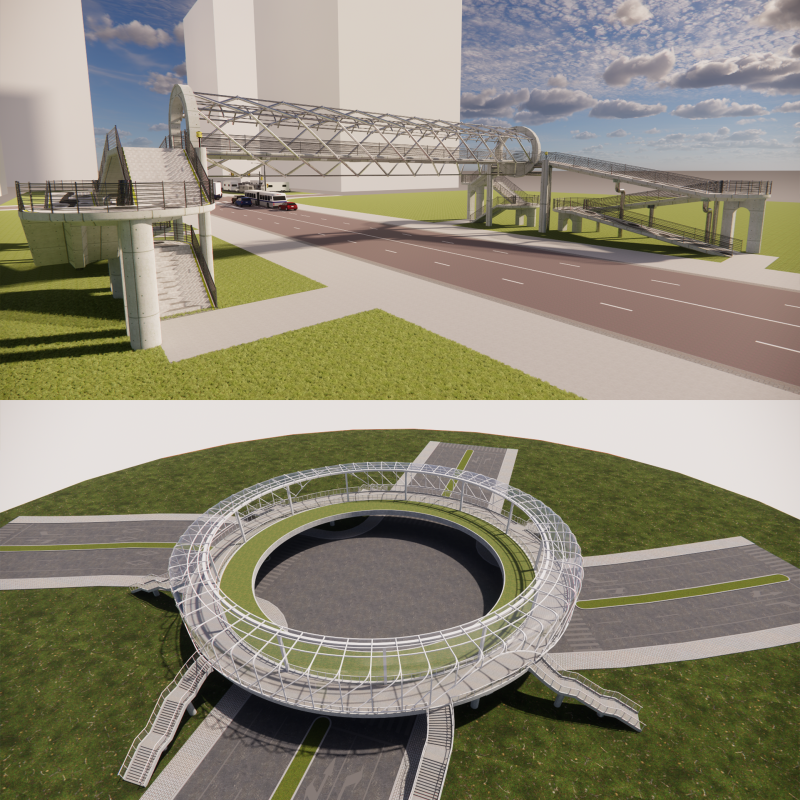 Pedestrian Bridge -A4 3D मॉडल .c4d .max .obj .3ds .fbx .stl .blend 