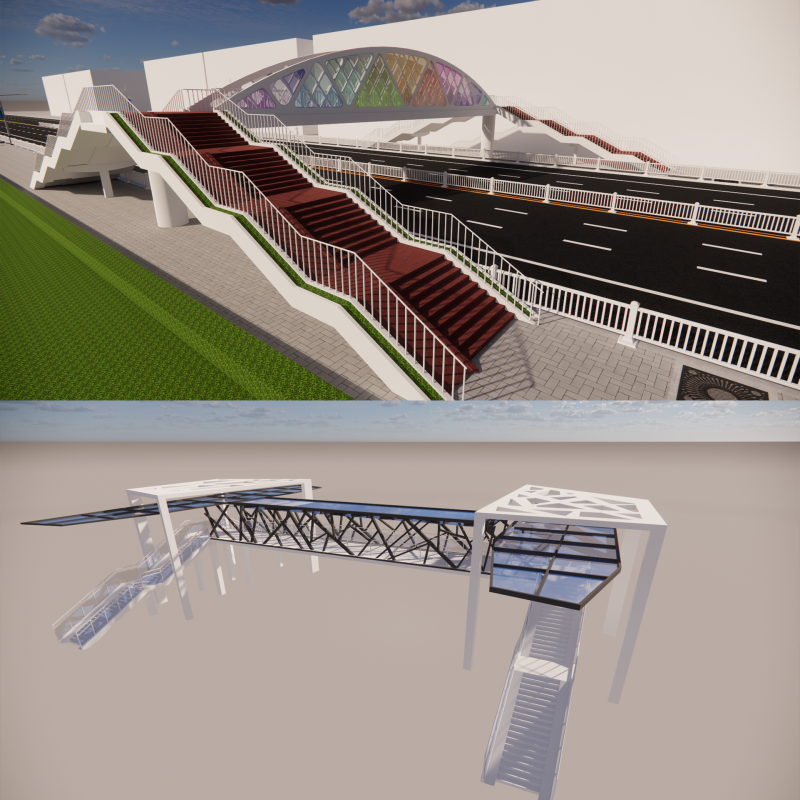Pedestrian Bridge -A5 3D 模型 .c4d .max .obj .3ds .fbx .stl .blend 