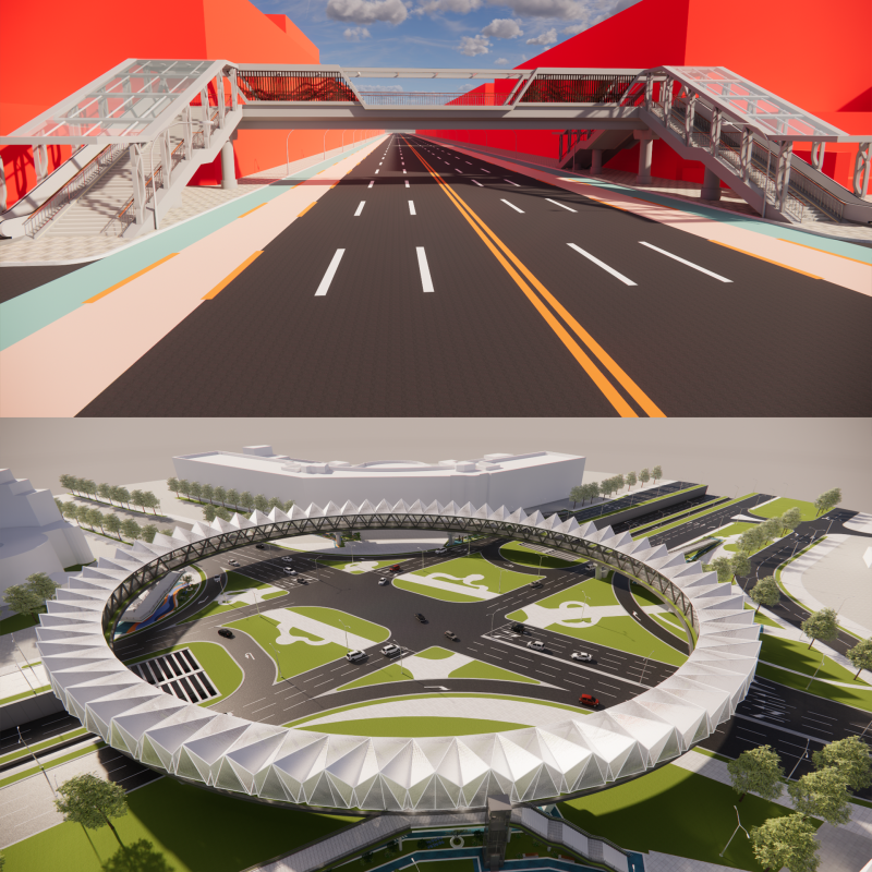Pedestrian Bridge -A6 3D 모델 .c4d .max .obj .3ds .fbx .stl .blend 