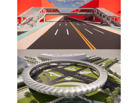 Pedestrian Bridge -A6 3D Model