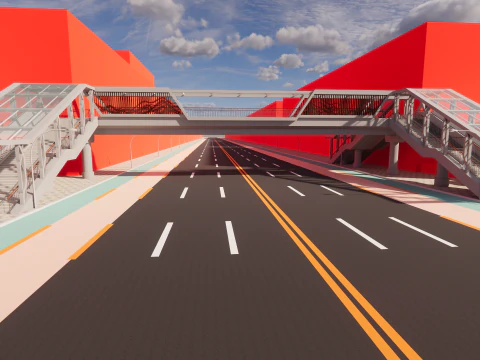 Pedestrian Bridge -A6 3D Model