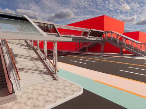 Pedestrian Bridge -A6 3D Model