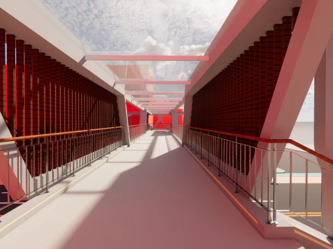 Pedestrian Bridge -A6 3D Model