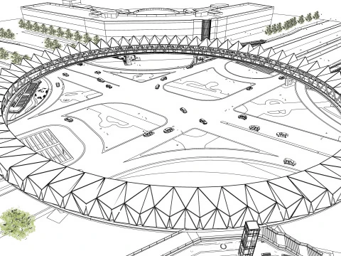 Pedestrian Bridge -A6 3D Model