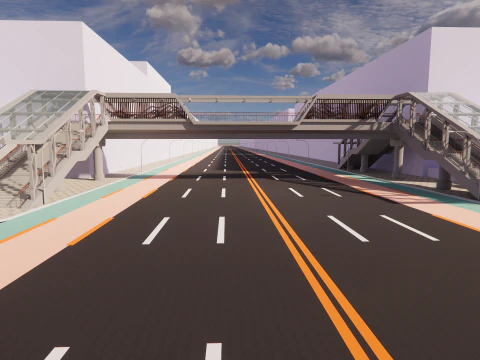 Pedestrian Bridge -A7 3D Model