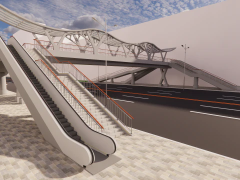 Pedestrian Bridge -A7 3D Model