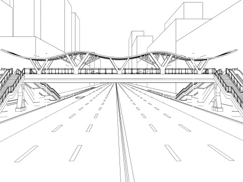 Pedestrian Bridge -A7 3D Model