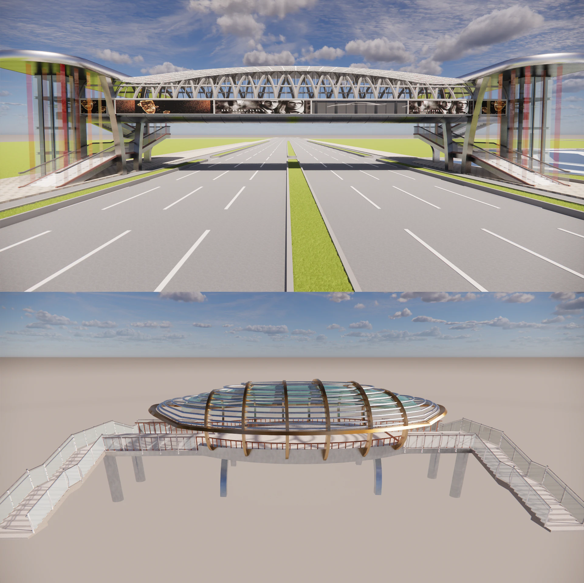 Pedestrian Bridge -A8 3D Model .c4d .max .obj .3ds .fbx .stl .blend 