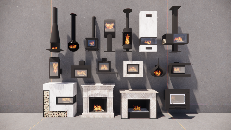 Collection Fireplace -B3 3D मॉडल .c4d .max .obj .3ds .fbx .stl .blend 