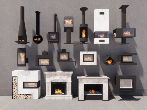 Collection Fireplace -B3 3D मॉडल