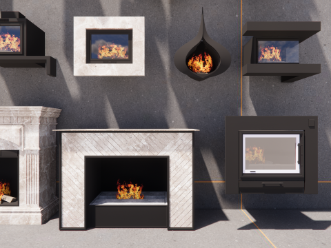 Collection Fireplace -B3 3D मॉडल