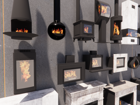 Collection Fireplace -B3 3D मॉडल