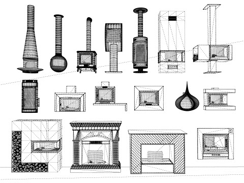 Collection Fireplace -B3 3D मॉडल