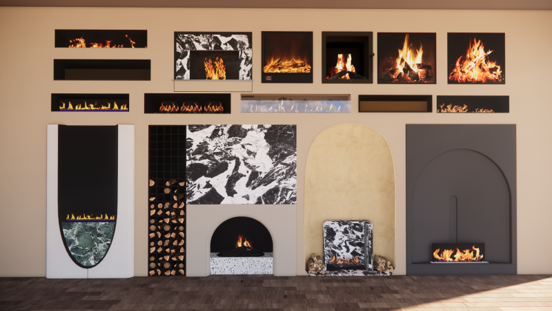 Collection Fireplace -B6 Model 3D .c4d .max .obj .3ds .fbx .stl .blend