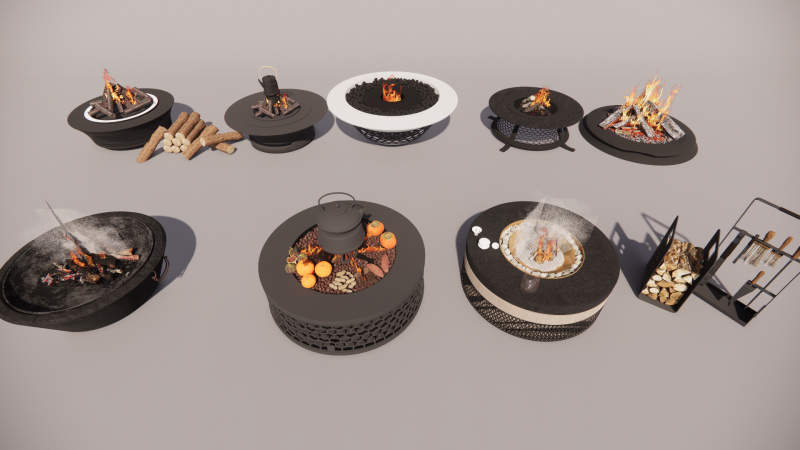Outdoor Fire Pits -B9 3D 모델 .c4d .max .obj .3ds .fbx .stl .blend