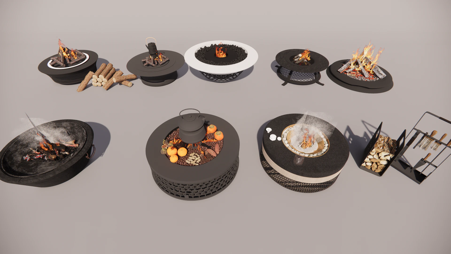 Outdoor Fire Pits -B9 3D Model .c4d .max .obj .3ds .fbx .stl .blend