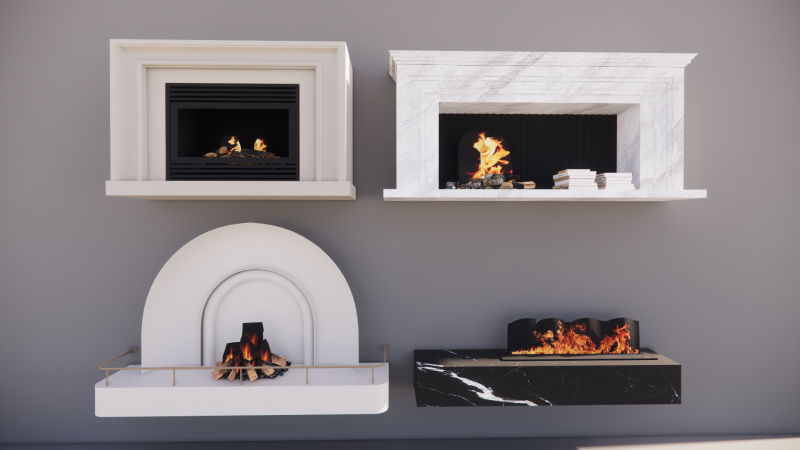 Collection Fireplace -B10 Model 3D .c4d .max .obj .3ds .fbx .stl .blend