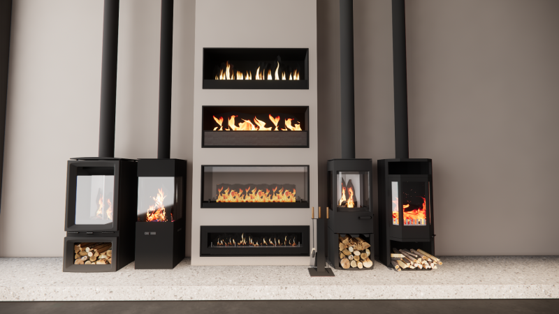 Collection Fireplace -B14 Model 3D .c4d .max .obj .3ds .fbx .stl .blend 