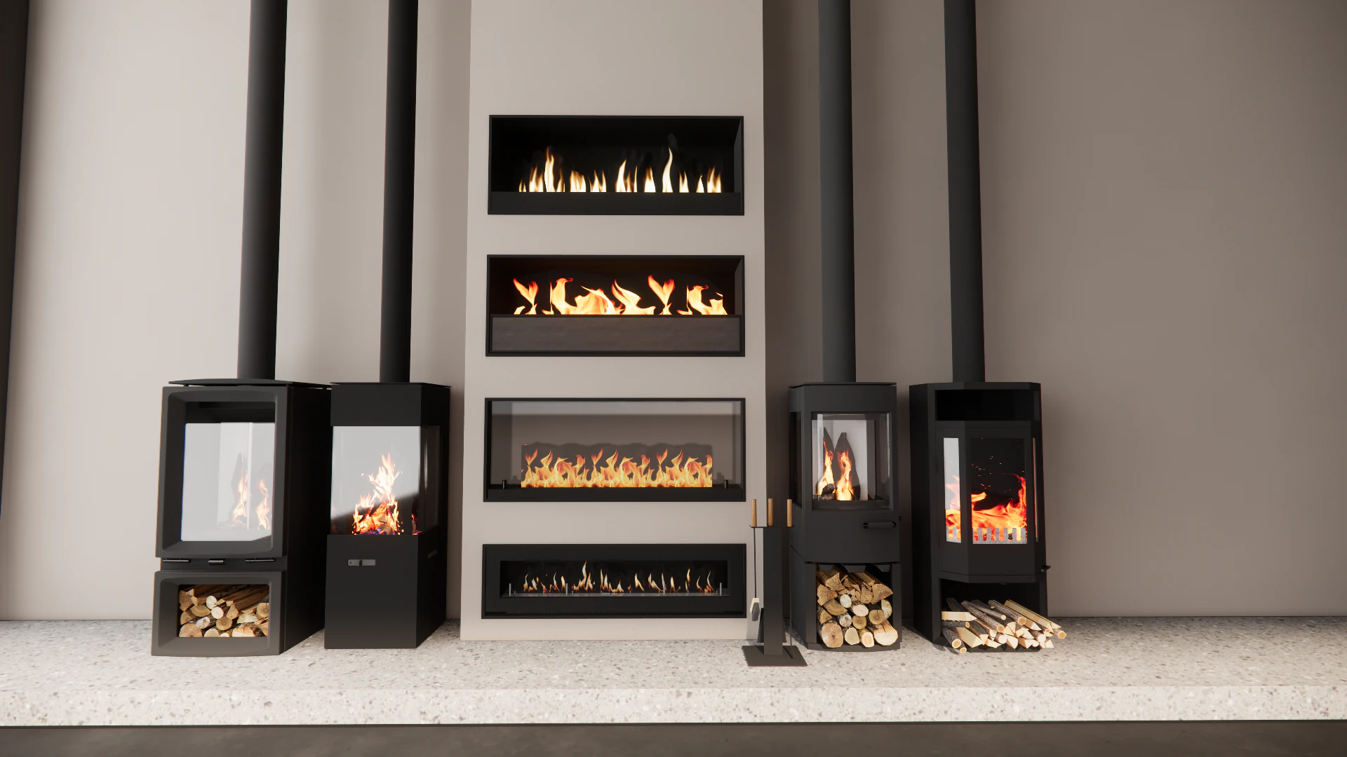 Collection Fireplace -B14 3D Model .c4d .max .obj .3ds .fbx .stl .blend 
