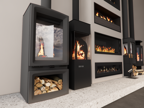 Collection Fireplace -B14 Model 3D