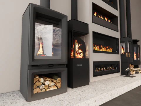 Collection Fireplace -B14 3D Model