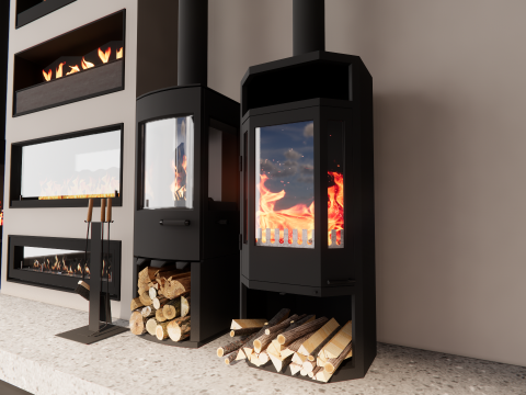 Collection Fireplace -B14 Model 3D