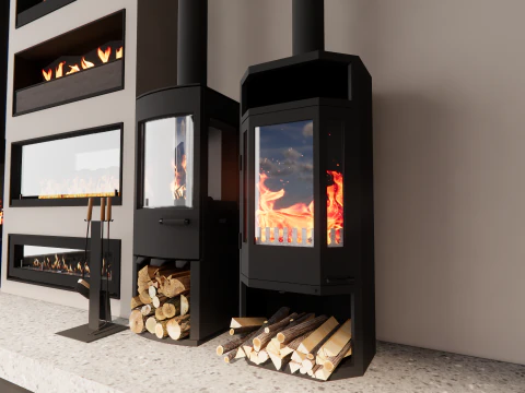 Collection Fireplace -B14 3D Model