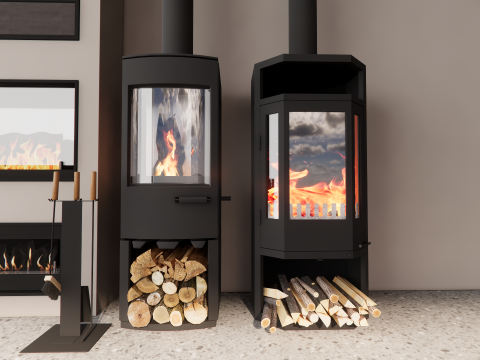 Collection Fireplace -B14 Model 3D