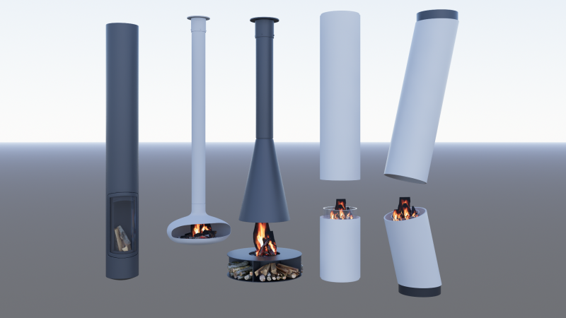 Collection Fireplace -B16 3D 模型 .c4d .max .obj .3ds .fbx .stl .blend