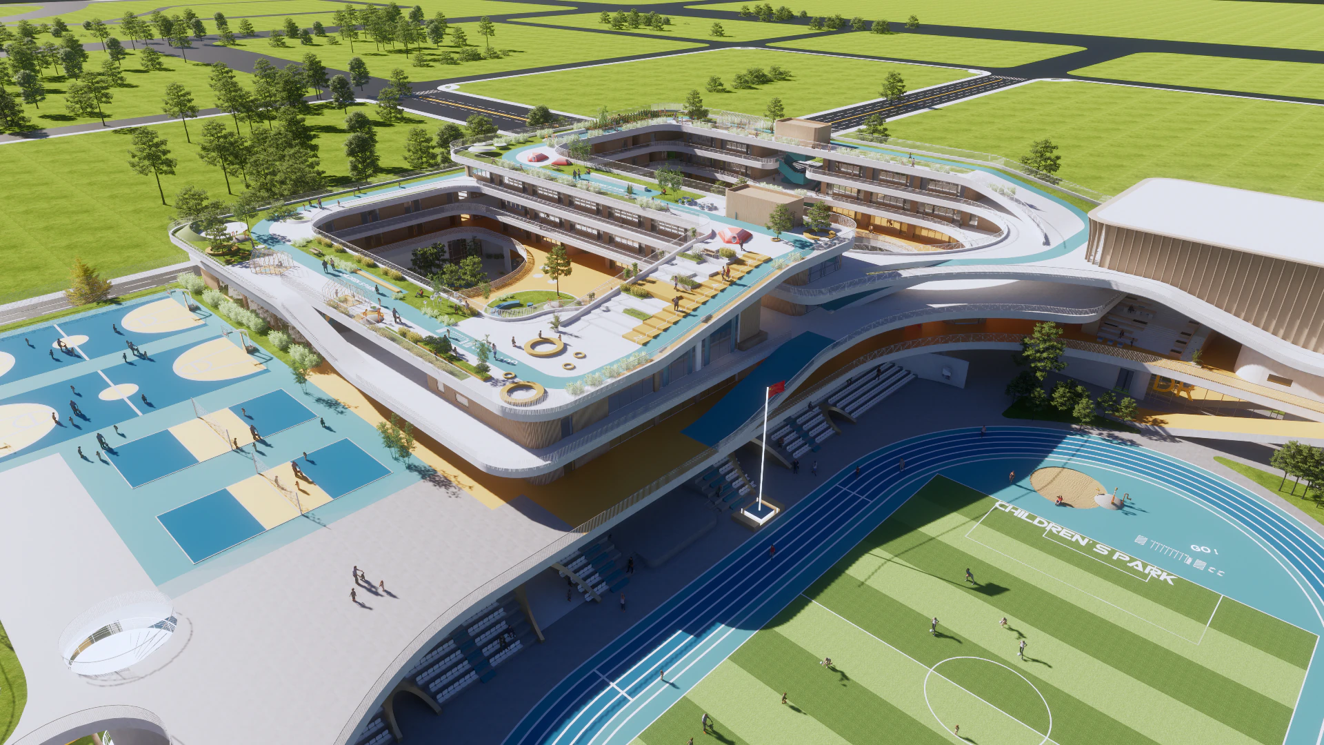 University School-B2 3D Model .c4d .max .obj .3ds .fbx .stl .blend 