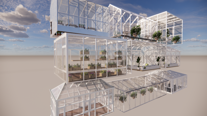 农业大棚帐篷架-B14 3D 模型 .c4d .max .obj .3ds .fbx .stl .blend 