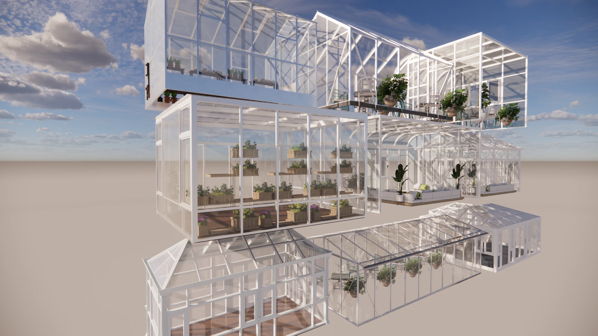 Agricultural Greenhouse Tent Frame -B14 3D Model .c4d .max .obj .3ds .fbx .stl .blend 