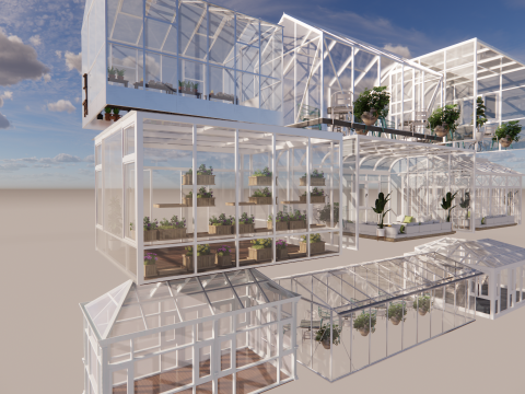 Agricultural Greenhouse Tent Frame -B14 3D 模型