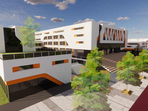 Sekolah Universitas-C4 Model 3D