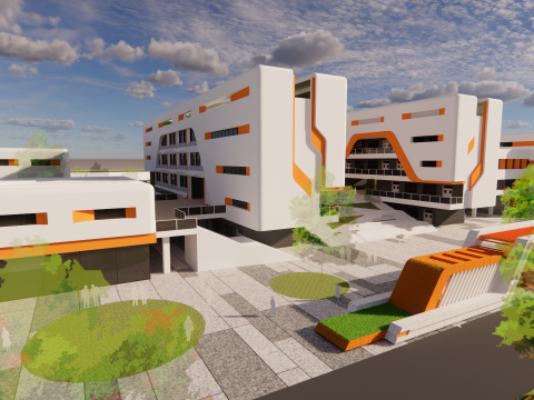 Sekolah Universitas-C4 Model 3D