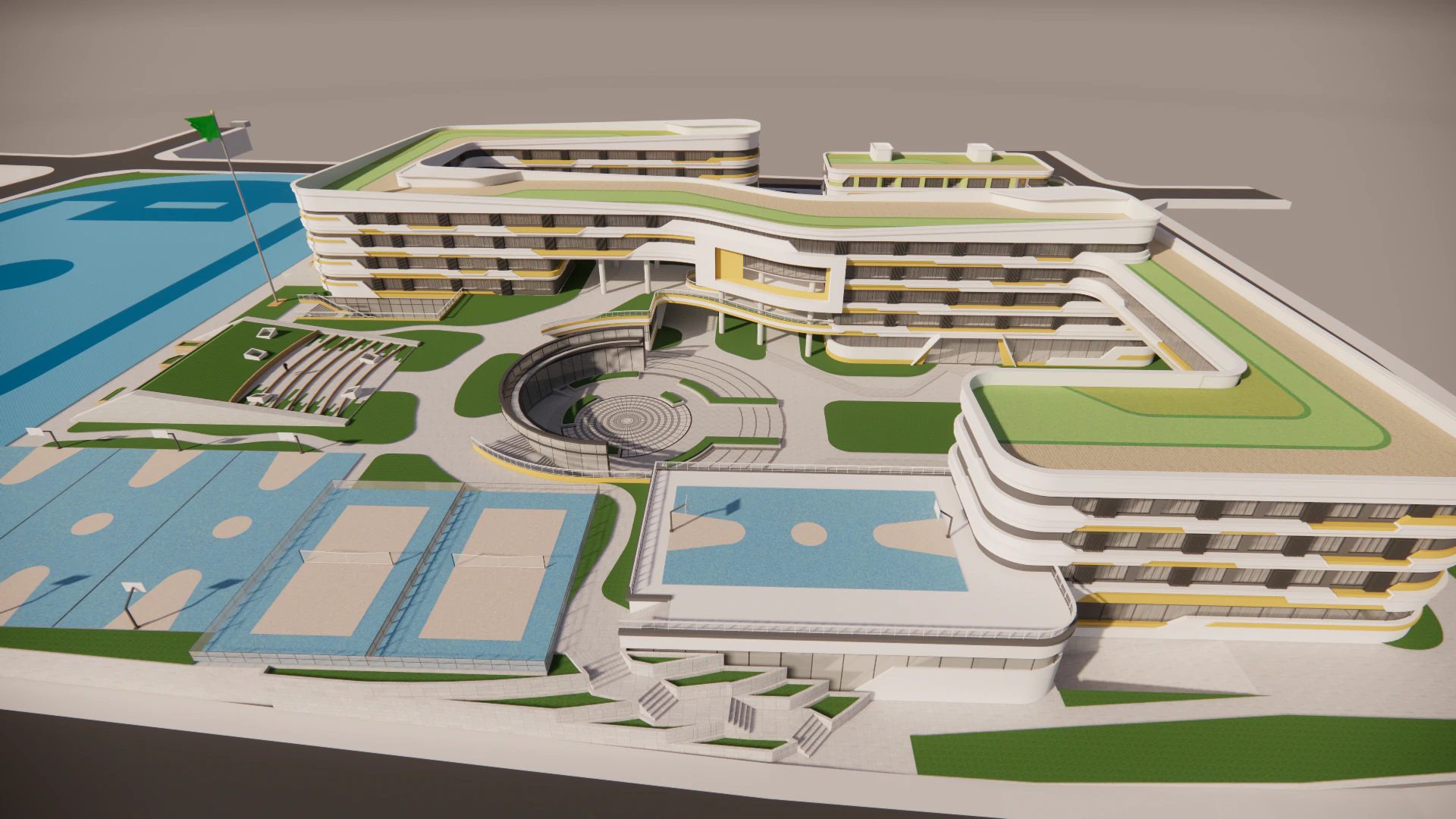 University School-C12 3D Model .c4d .max .obj .3ds .fbx .stl .blend 