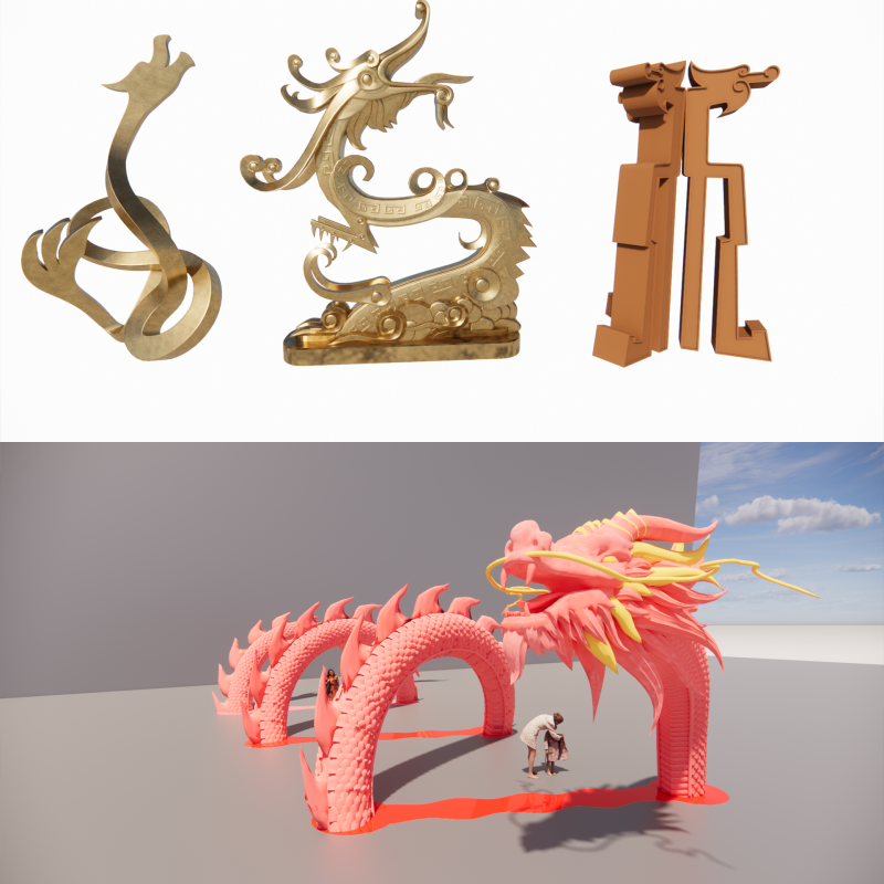 Dragon chinois -B2 Modèles 3D en vedette .c4d .max .obj .3ds .fbx .stl .blend 