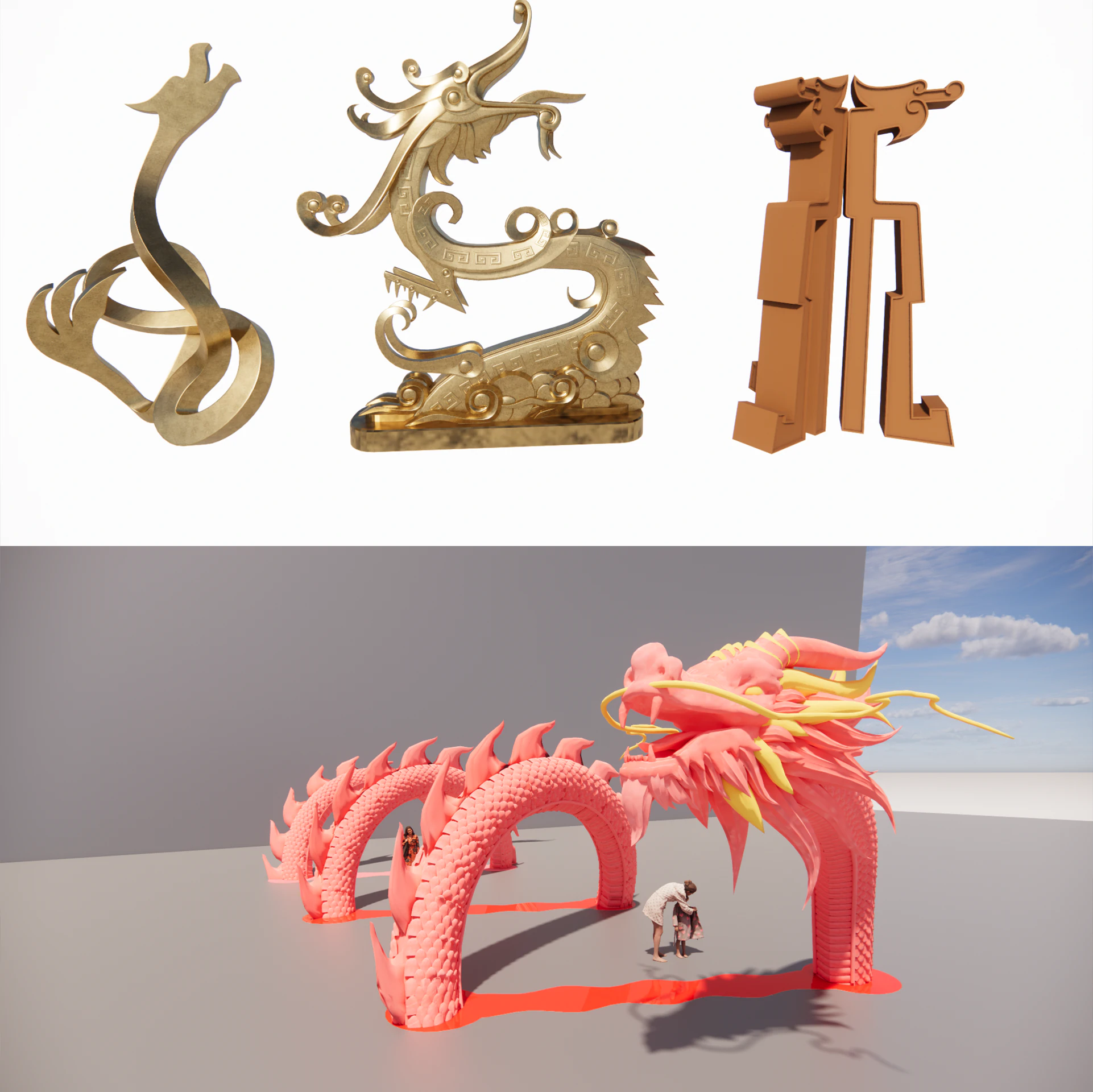 Chinese Dragon -B2 3D Print Model .c4d .max .obj .3ds .fbx .stl .blend 