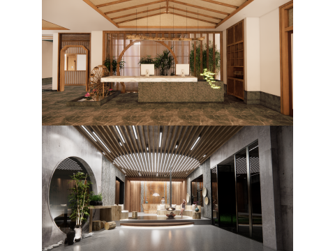 Hotel Lobby Interior-B1 3D Model