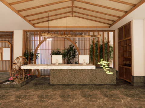 Hotel Lobby Interior-B1 3D Model