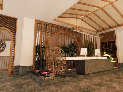 Hotel Lobby Interior-B1 3D Model