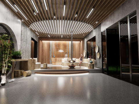 Hotel Lobby Interior-B1 3D Model