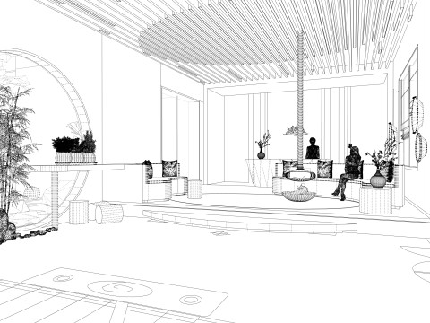 Hotel Lobby Interior-B1 3D Model