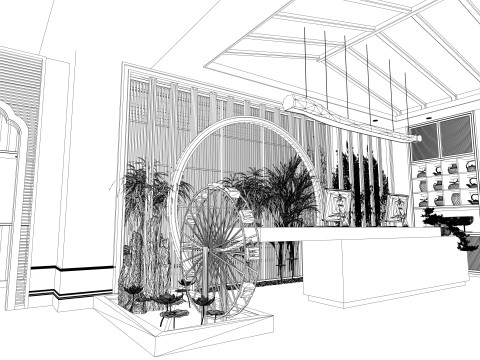 Hotel Lobby Interior-B1 3D Model