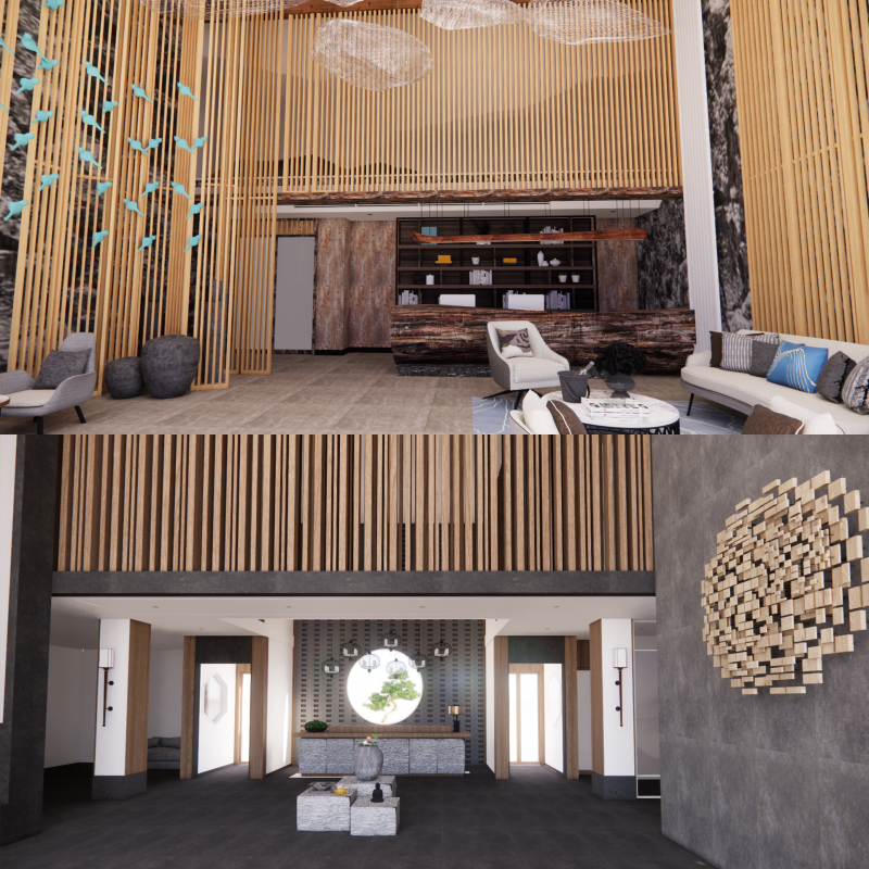 Hotel Lobby Interior-B2 3D Model .c4d .max .obj .3ds .fbx .stl .blend 
